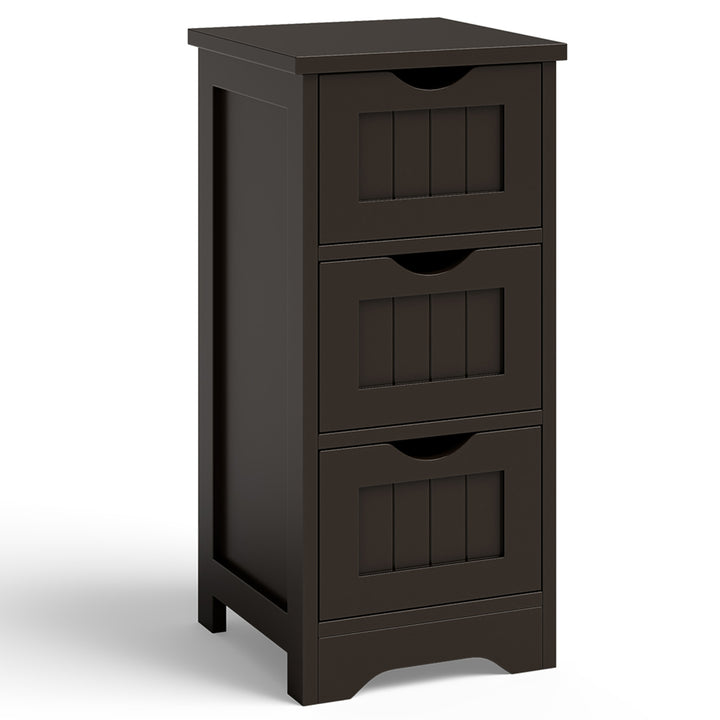 3-Drawer Bathroom Floor Cabinet Free Standing Side Storage Organizer Nightstand Coffee Image 10