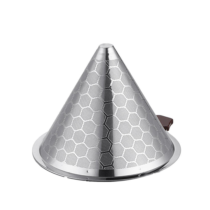 Stainless Steel Coffee Filter Double-layer Reusable Screen Funnel With Non-slip Cup Stand Image 3