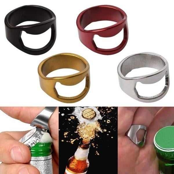 Stainless Steel Finger Ring Shape Beers Bottle Opener for Bar Tool Image 1