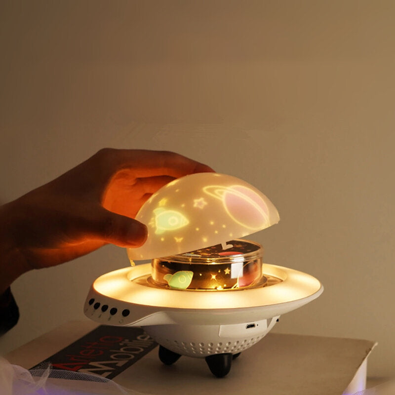 Starry Sky Projection Light Flying Saucer bluetooth Speaker Music Player LED Night Light With Remote Control Image 2