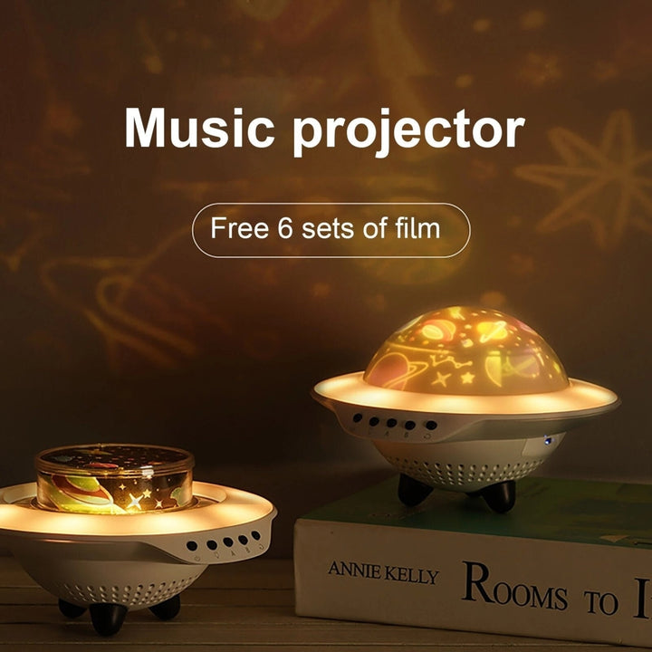 Starry Sky Projection Light Flying Saucer bluetooth Speaker Music Player LED Night Light With Remote Control Image 3