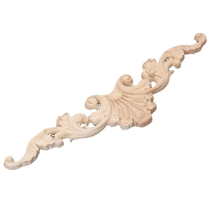 Unpainted Wood Carved Applique Frame Onlay Furniture Decoration Image 1