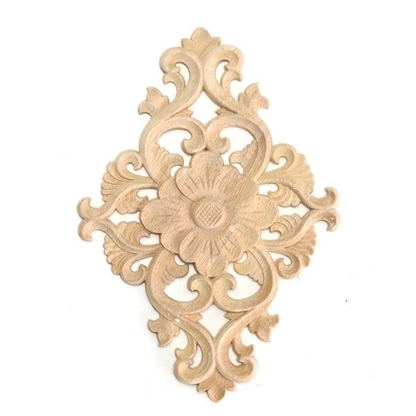 Unpainted Wood Oak Carved Onlay Applique Furniture 21x11cm,28x15cm Image 6