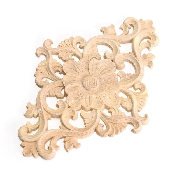 Unpainted Wood Oak Carved Onlay Applique Furniture 21x11cm,28x15cm Image 1