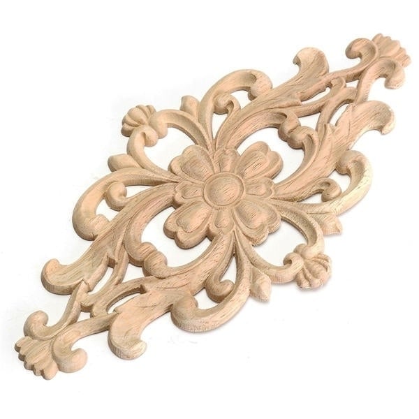 Unpainted Wood Oak Carved Onlay Applique Furniture 21x11cm,28x15cm Image 8