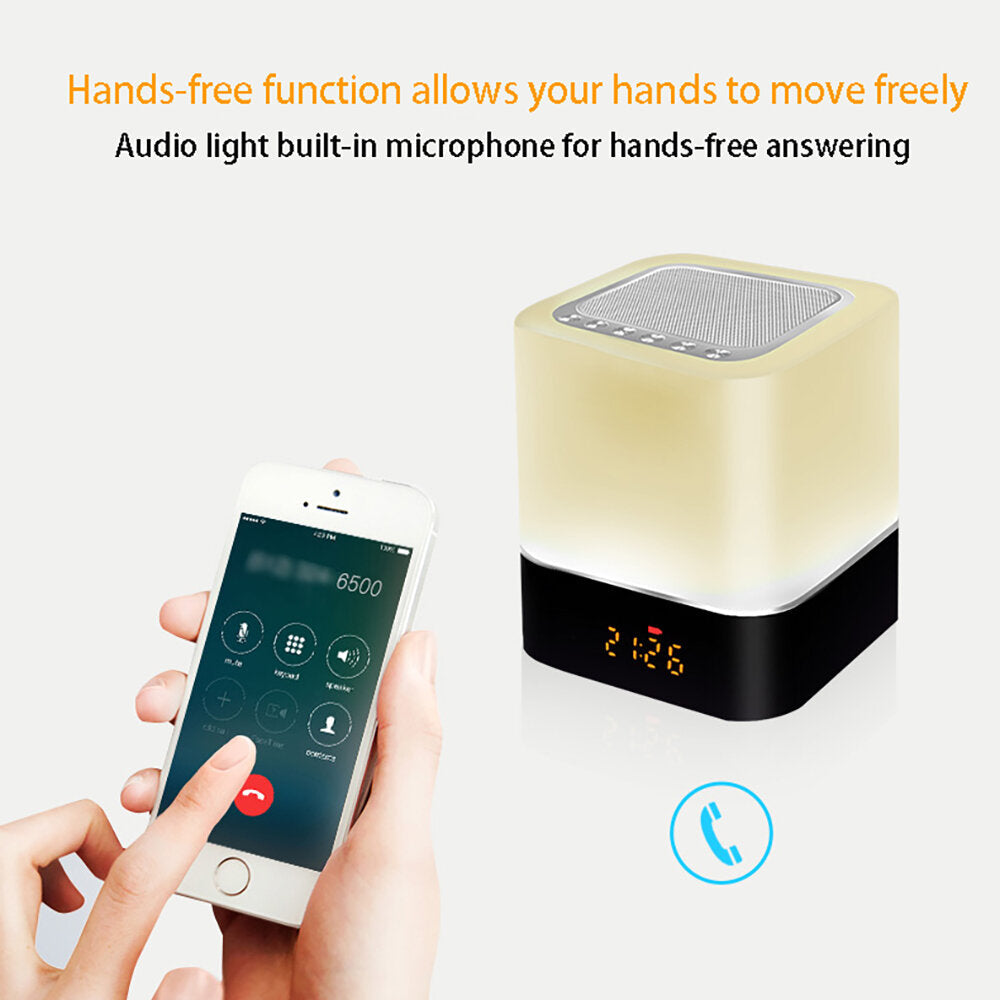 Wireless bluetooth Speaker 5 in 1 HiFi Speaker 7 Color Bedside Lamp Digital Calendar Alarm Clock Touch Control Support Image 5