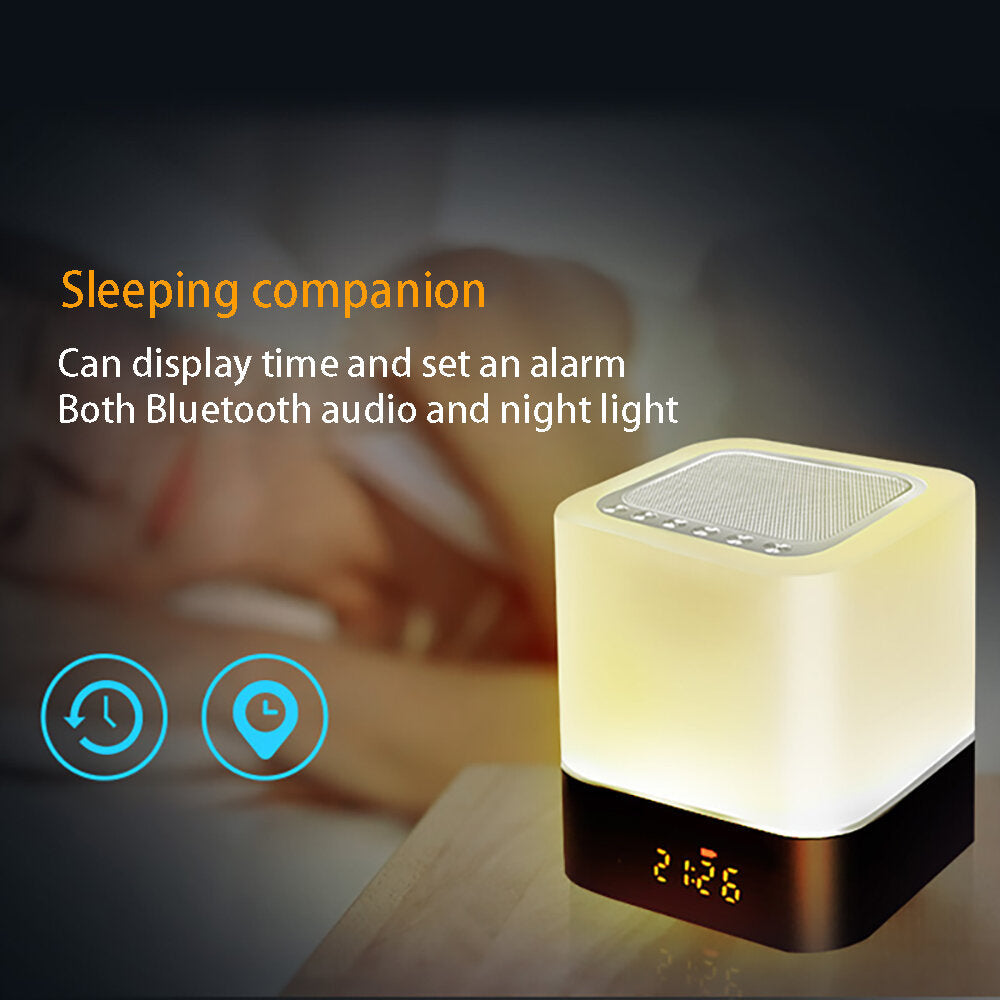 Wireless bluetooth Speaker 5 in 1 HiFi Speaker 7 Color Bedside Lamp Digital Calendar Alarm Clock Touch Control Support Image 6