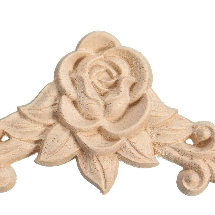 Wood Carving Applique Unpainted Flower Decal for Furniture Cabinet 8x8cm Image 3