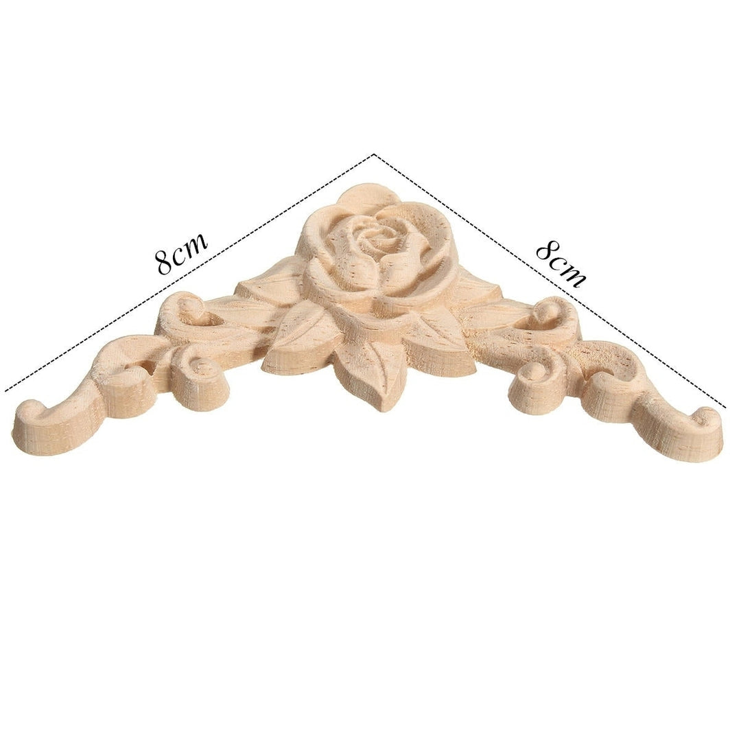 Wood Carving Applique Unpainted Flower Decal for Furniture Cabinet 8x8cm Image 5