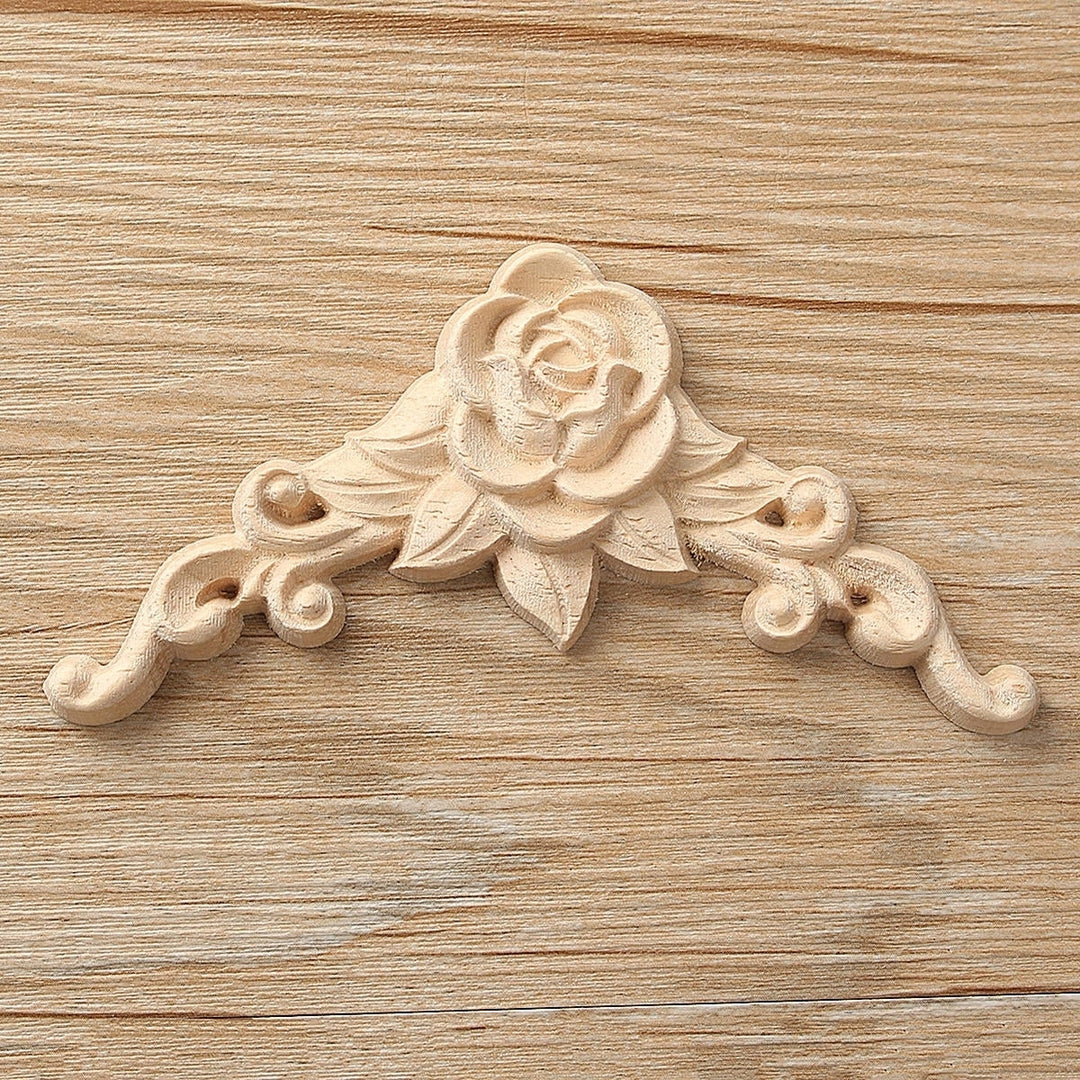 Wood Carving Applique Unpainted Flower Decal for Furniture Cabinet 8x8cm Image 7