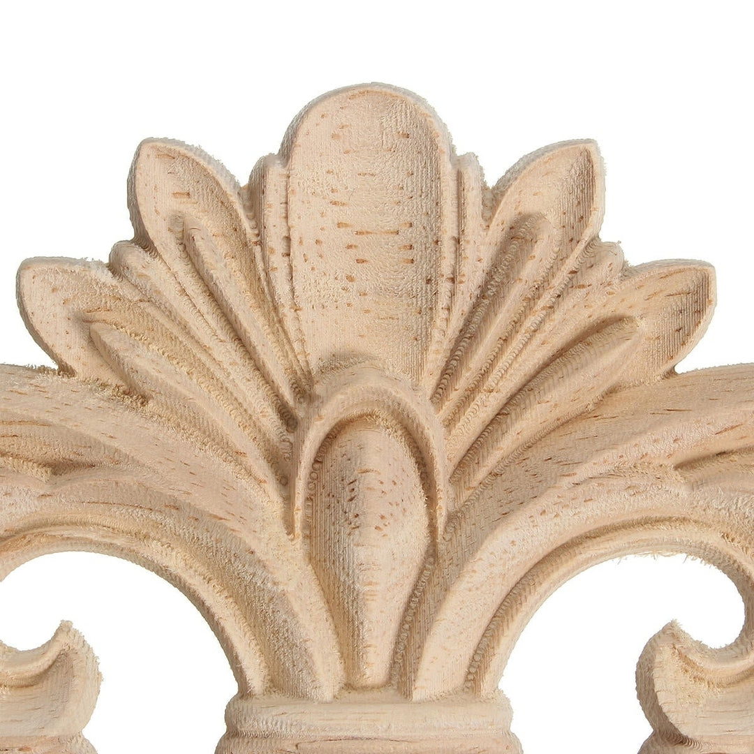 Wood Carving Applique Unpainted Flower Decal for Furniture Cabinet 22x10cm Image 2