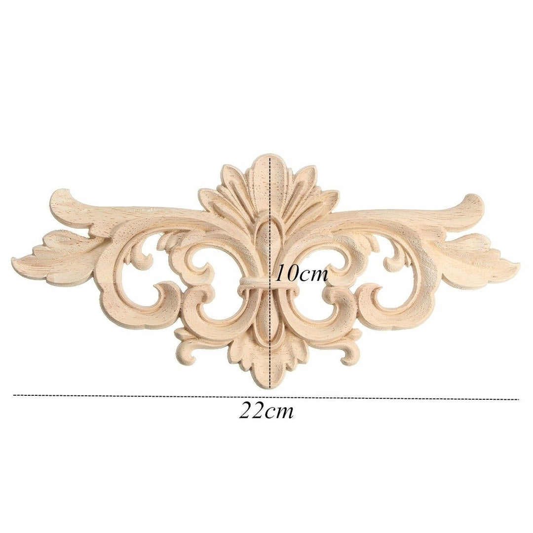 Wood Carving Applique Unpainted Flower Decal for Furniture Cabinet 22x10cm Image 4