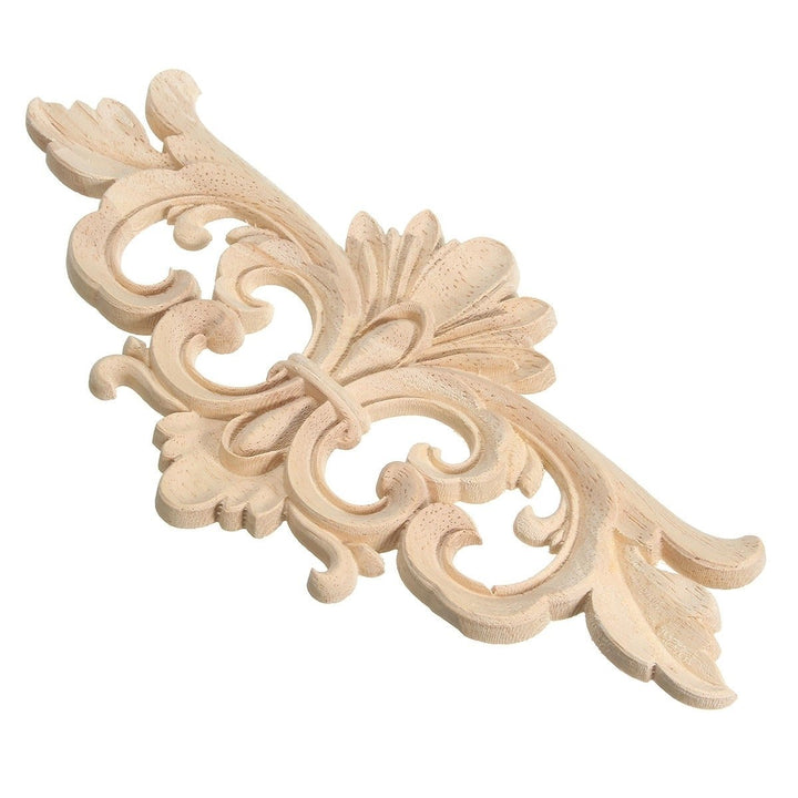 Wood Carving Applique Unpainted Flower Decal for Furniture Cabinet 22x10cm Image 5