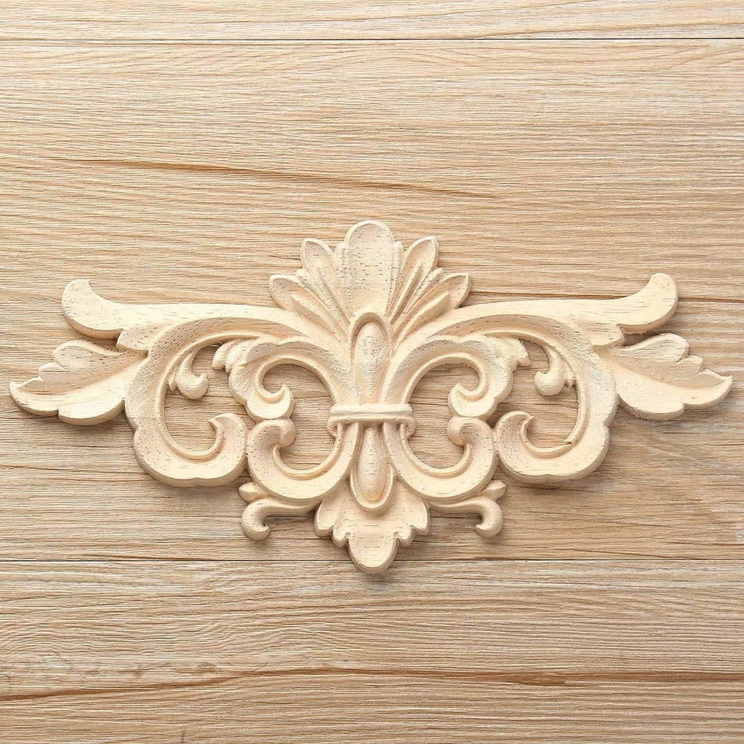 Wood Carving Applique Unpainted Flower Decal for Furniture Cabinet 22x10cm Image 7