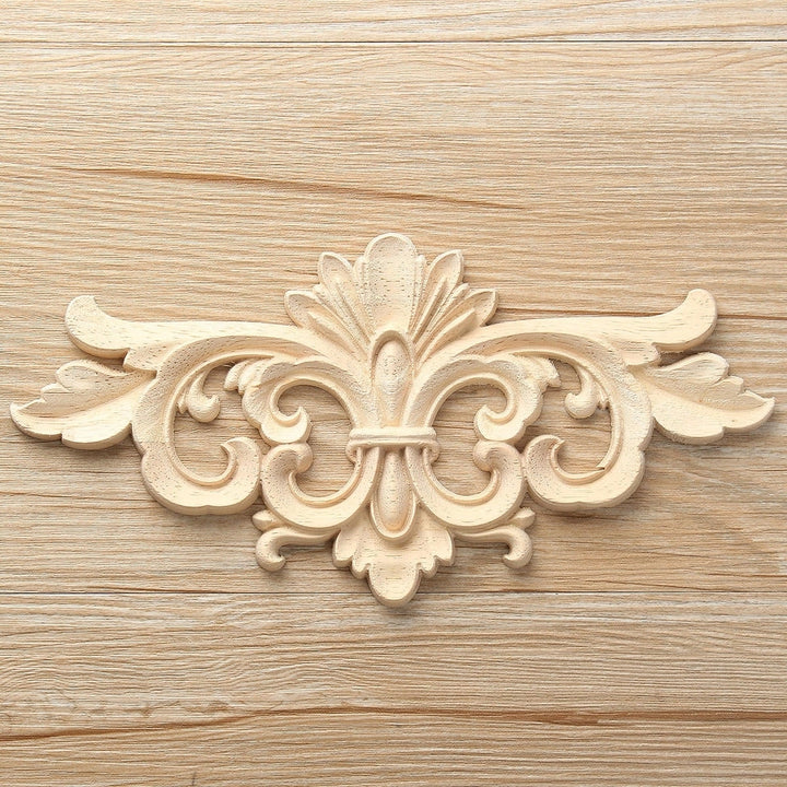 Wood Carving Applique Unpainted Flower Decal for Furniture Cabinet 22x10cm Image 7