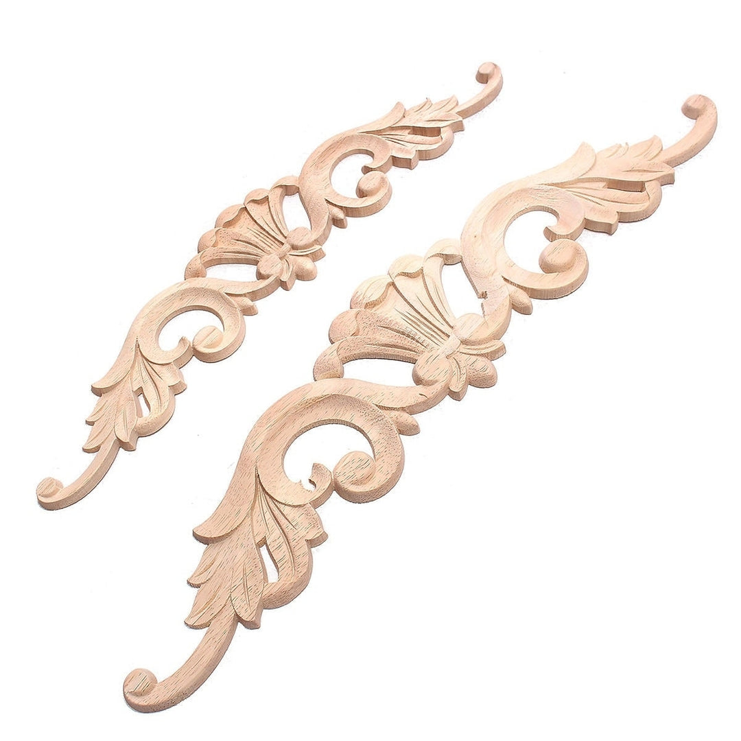 Wood Carved Applique Frame Onlay Furniture Decoration Unpainted Flower Design Image 1