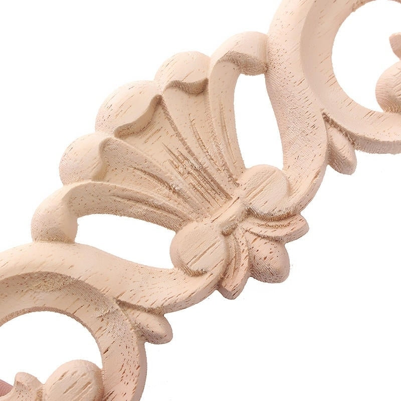 Wood Carved Applique Frame Onlay Furniture Decoration Unpainted Flower Design Image 3