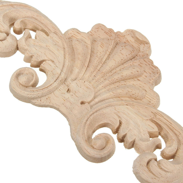 Wood Carving Applique Unpainted Flower Decal 30x8cm 20x5cm Image 3