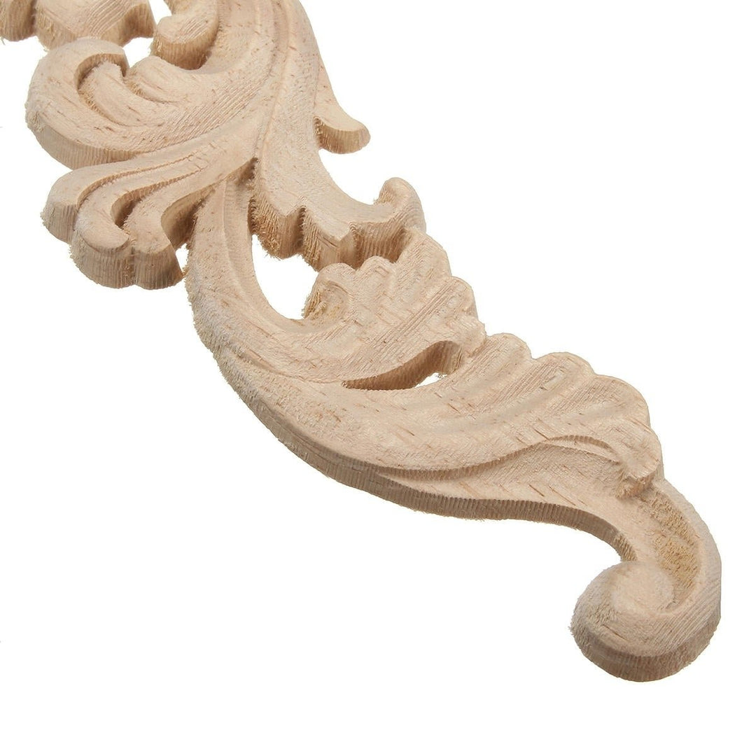 Wood Carving Applique Unpainted Flower Decal 30x8cm 20x5cm Image 4