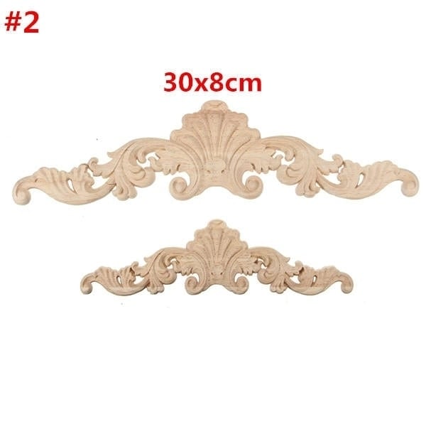 Wood Carving Applique Unpainted Flower Decal 30x8cm 20x5cm Image 9