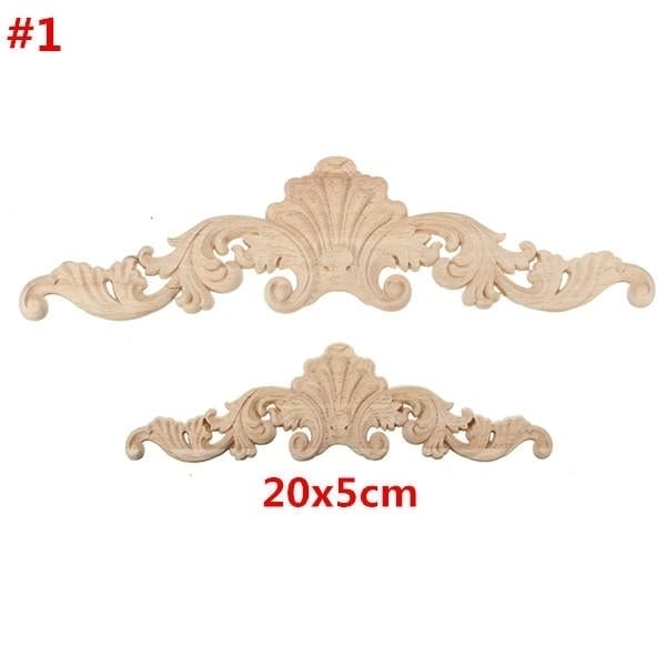 Wood Carving Applique Unpainted Flower Decal 30x8cm 20x5cm Image 10