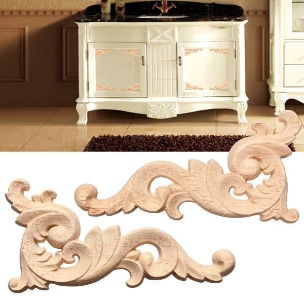 Wood Carving Decal Corner Fraame Wall Door Decoration for Home Furniture Image 8