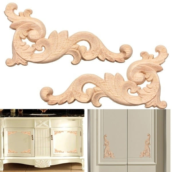 Wood Carving Decal Corner Fraame Wall Door Decoration for Home Furniture Image 9