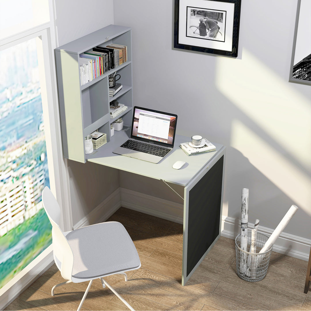 Wall Mounted Table Fold Out Convertible Desk with A Blackboard/Chalkboard Grey Image 3