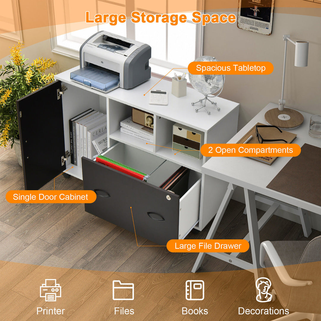 Mobile File Cabinet Lockable Lateral Filing Shelves for Letter / Legal / A4 Size Image 7