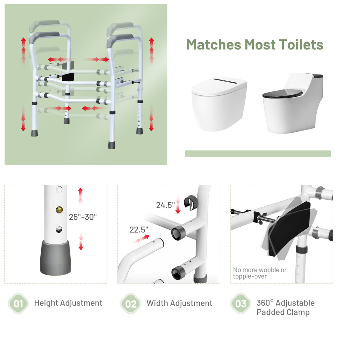 Adjustable Toilet Safety Frame and Rail Stand Alone Bathroom Toilet Handrail Image 6