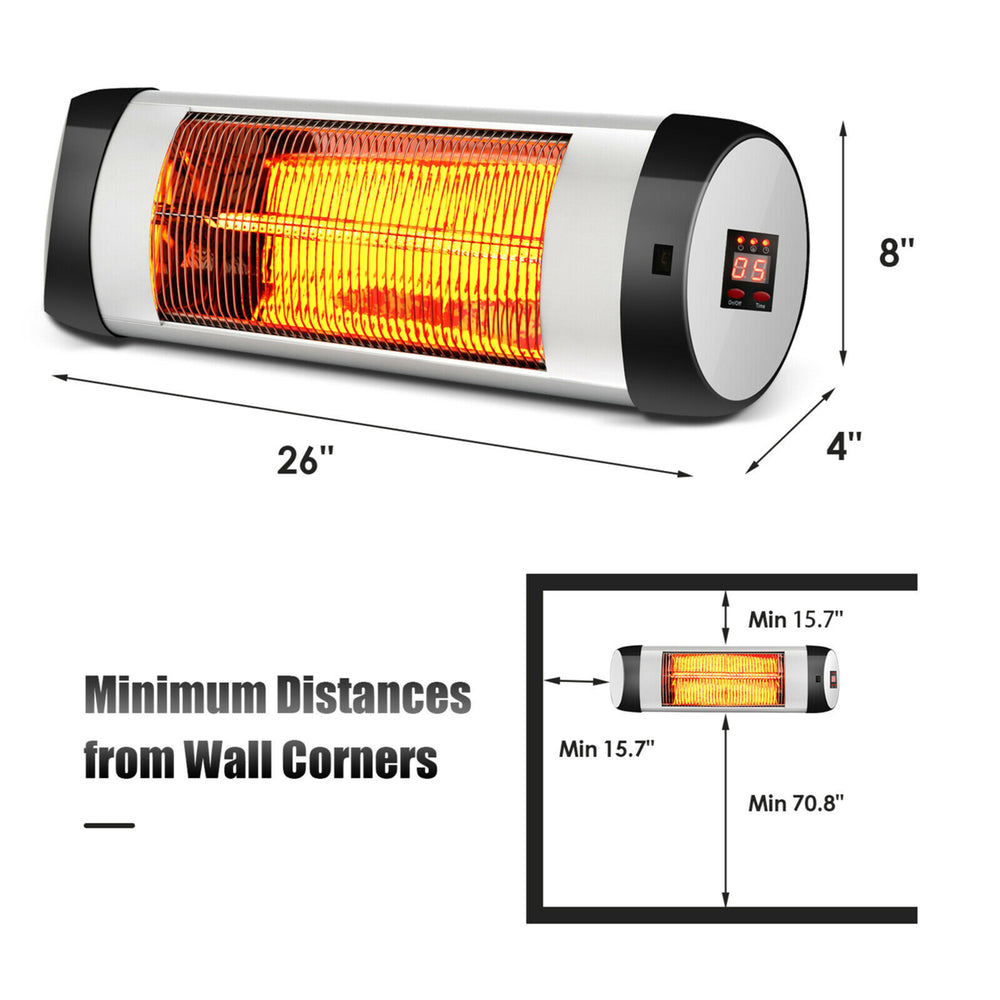 Wall-Mounted Electric Heater Patio Infrared Heater W/ Remote Control Image 2