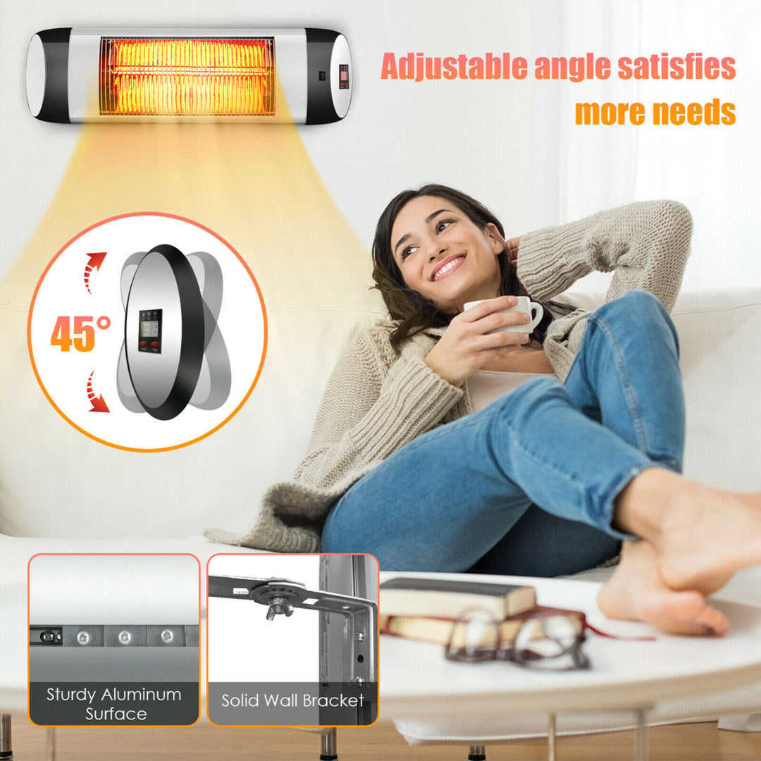 Wall-Mounted Electric Heater Patio Infrared Heater W/ Remote Control Image 7