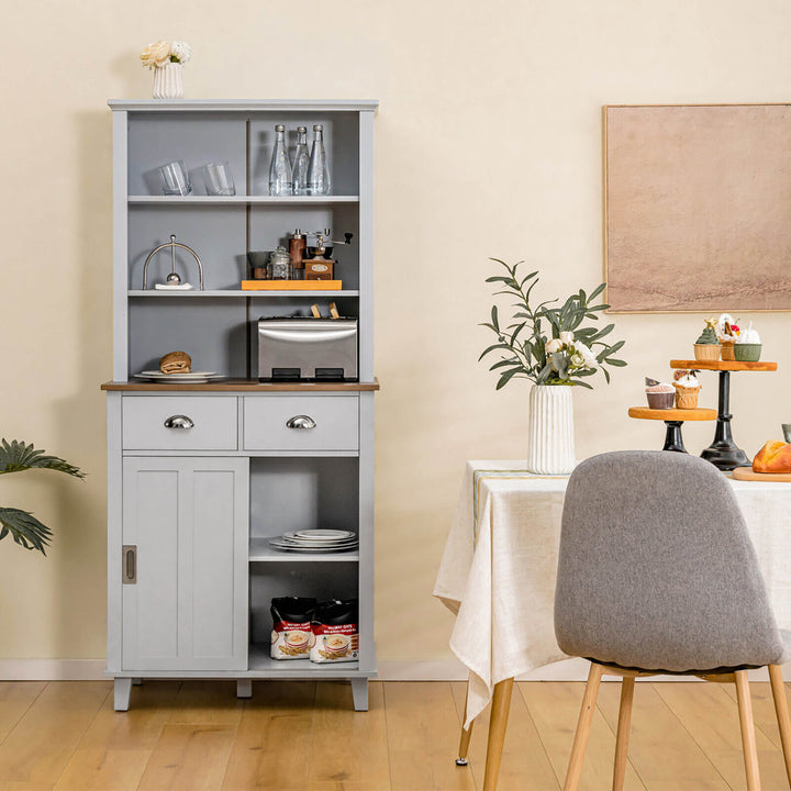 Freestanding Buffet Hutch Kitchen Pantry Storage Cabinet w/ Sliding Doors Image 2