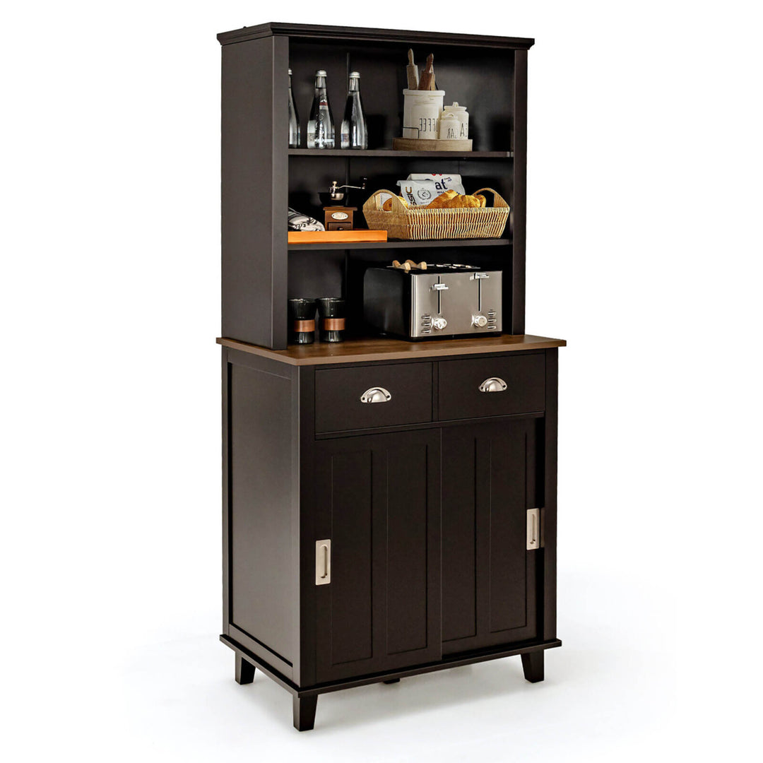 Freestanding Buffet Hutch Kitchen Pantry Storage Cabinet w/ Sliding Doors Image 4