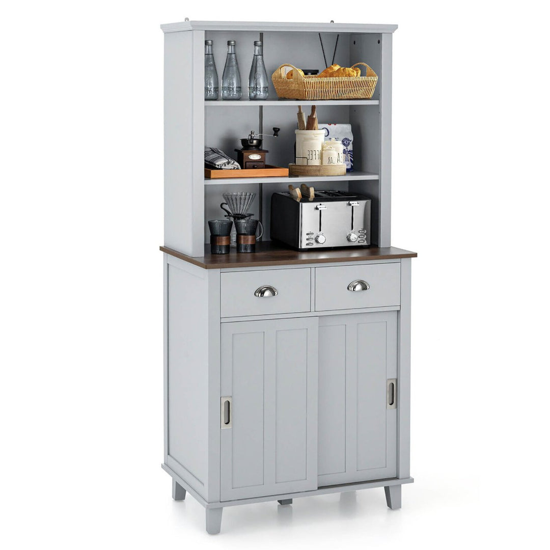 Freestanding Buffet Hutch Kitchen Pantry Storage Cabinet w/ Sliding Doors Image 1