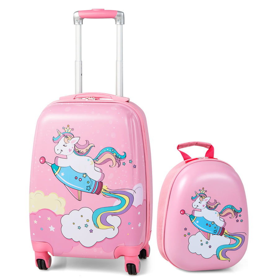 2PCS Kids Carry On Luggage Set 12 Backpack and 18 Rolling Suitcase for Travel Image 1