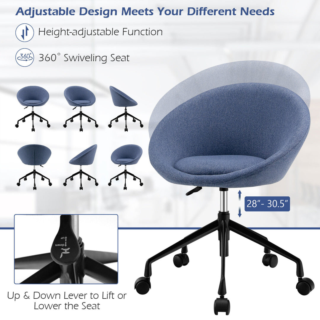 Set of 2 Swivel Home Office Chair Adjustable Accent Chair w/ Flexible Casters Image 2