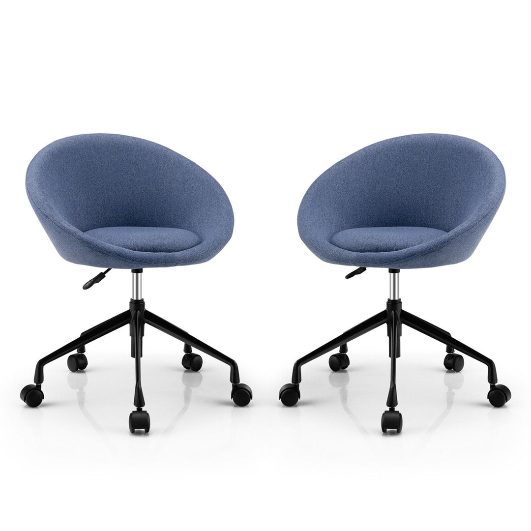 Set of 2 Swivel Home Office Chair Adjustable Accent Chair w/ Flexible Casters Image 5