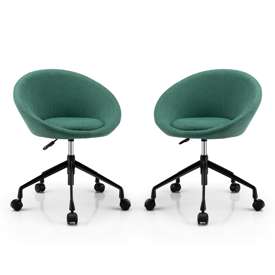 Set of 2 Swivel Home Office Chair Adjustable Accent Chair w/ Flexible Casters Image 6