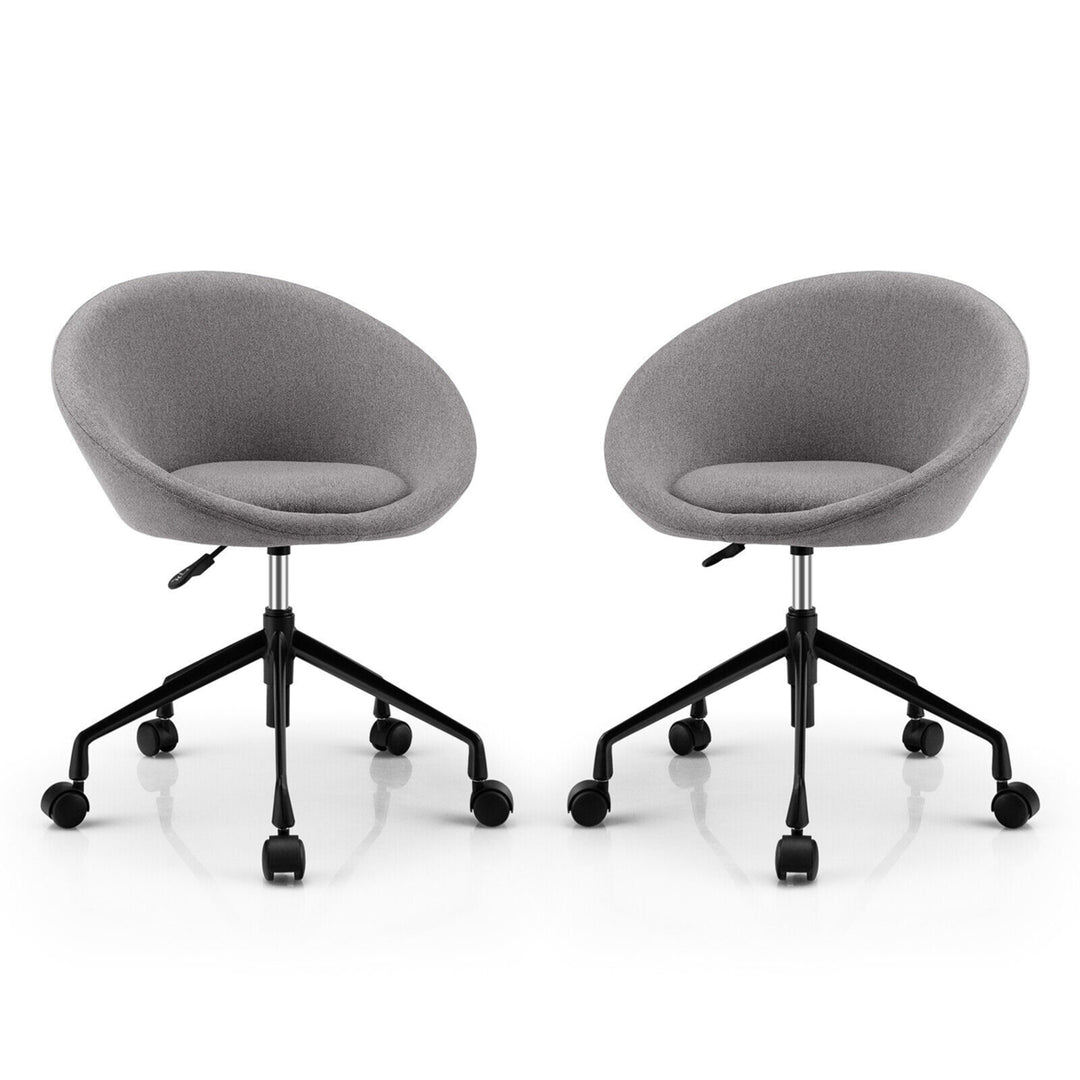 Set of 2 Swivel Home Office Chair Adjustable Accent Chair w/ Flexible Casters Image 7