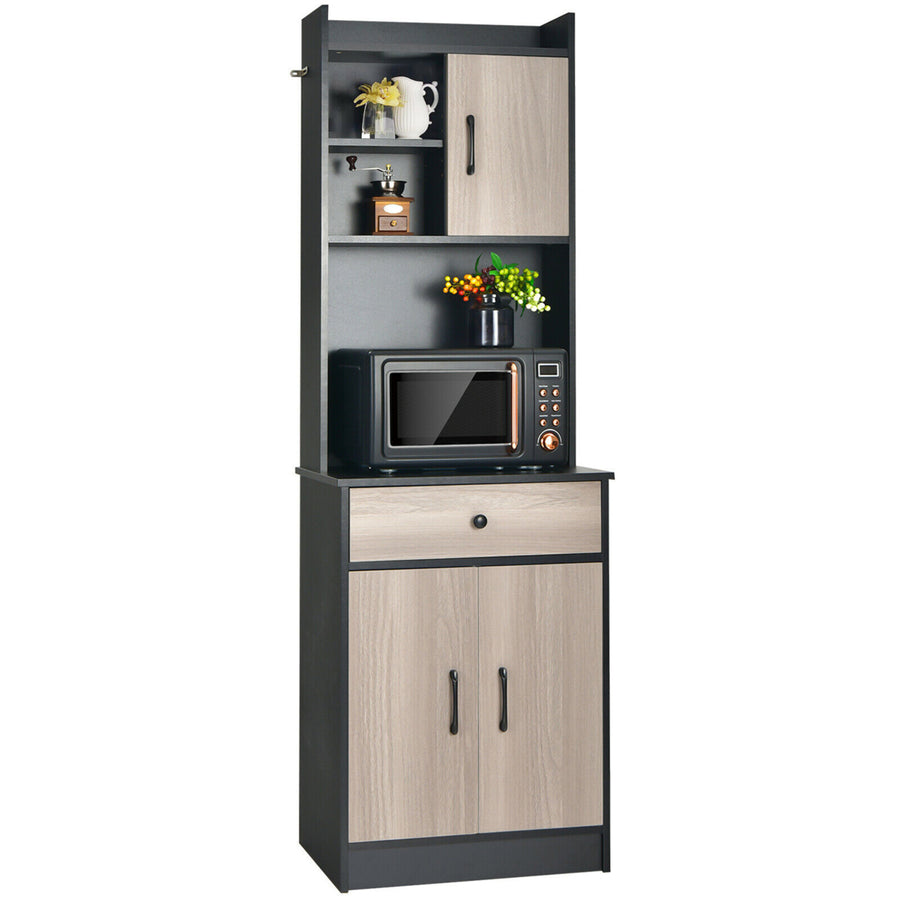 3-Door 71 Kitchen Buffet Pantry Storage Cabinet w/Hutch Adjustable Shelf Image 1