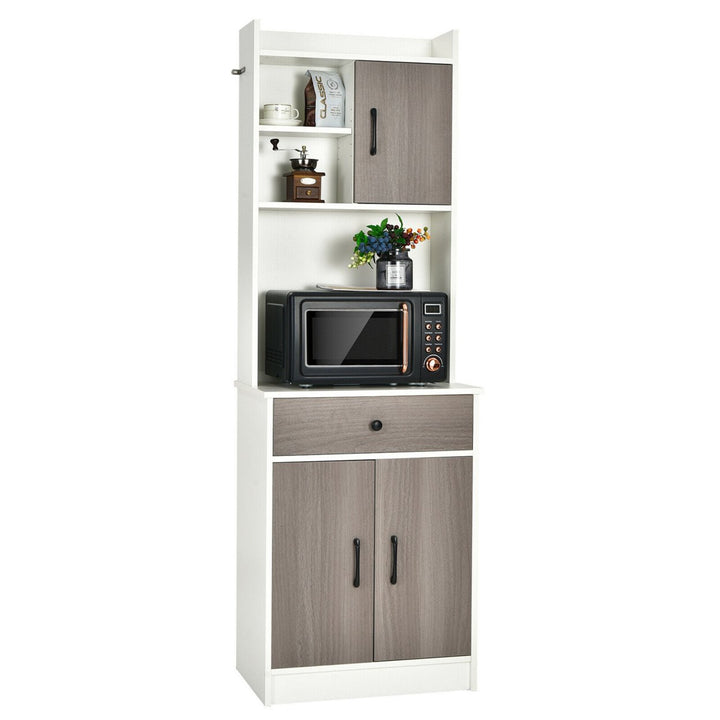 3-Door 71 Kitchen Buffet Pantry Storage Cabinet w/Hutch Adjustable Shelf Image 1