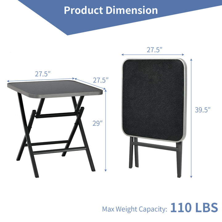 Patio Folding Square Dining Table Aluminum Frame Tempered Glass top Image 2