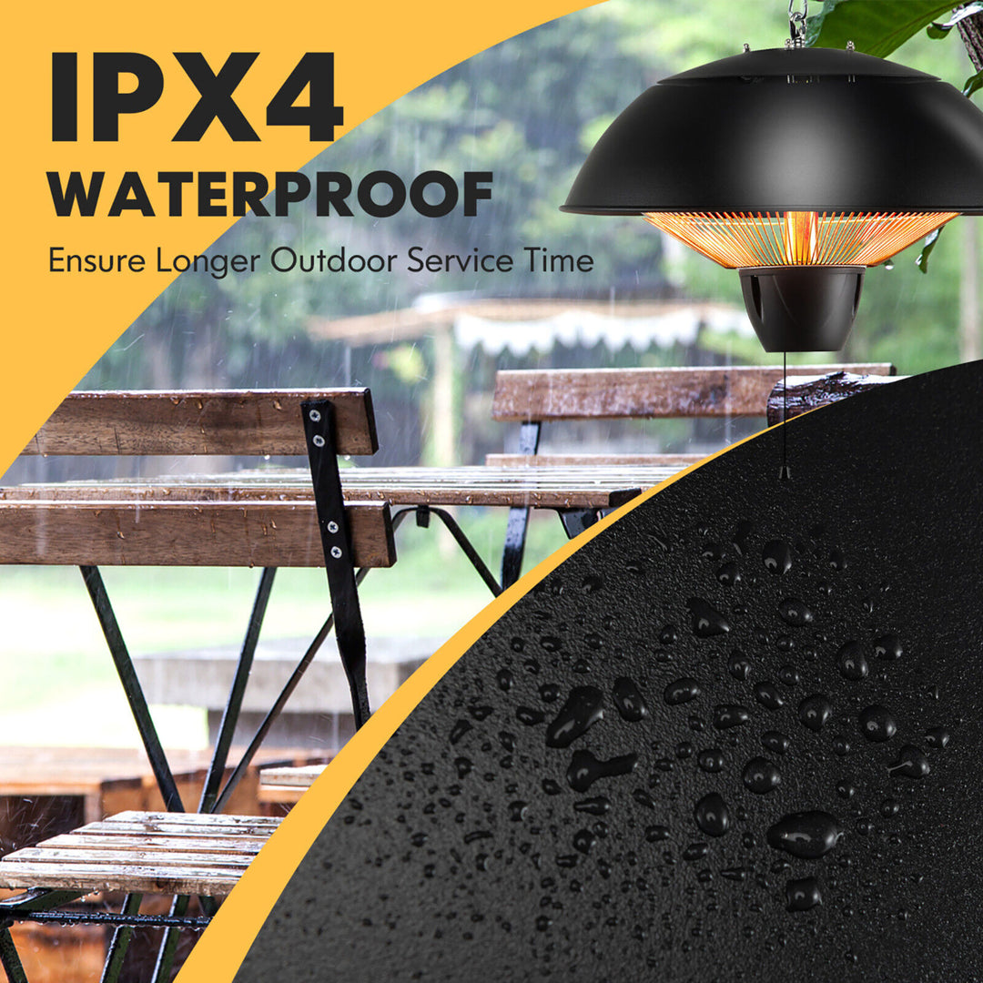 1500W Electric Outdoor Hanging Patio Heater w/ IPX4 Waterproof Image 7