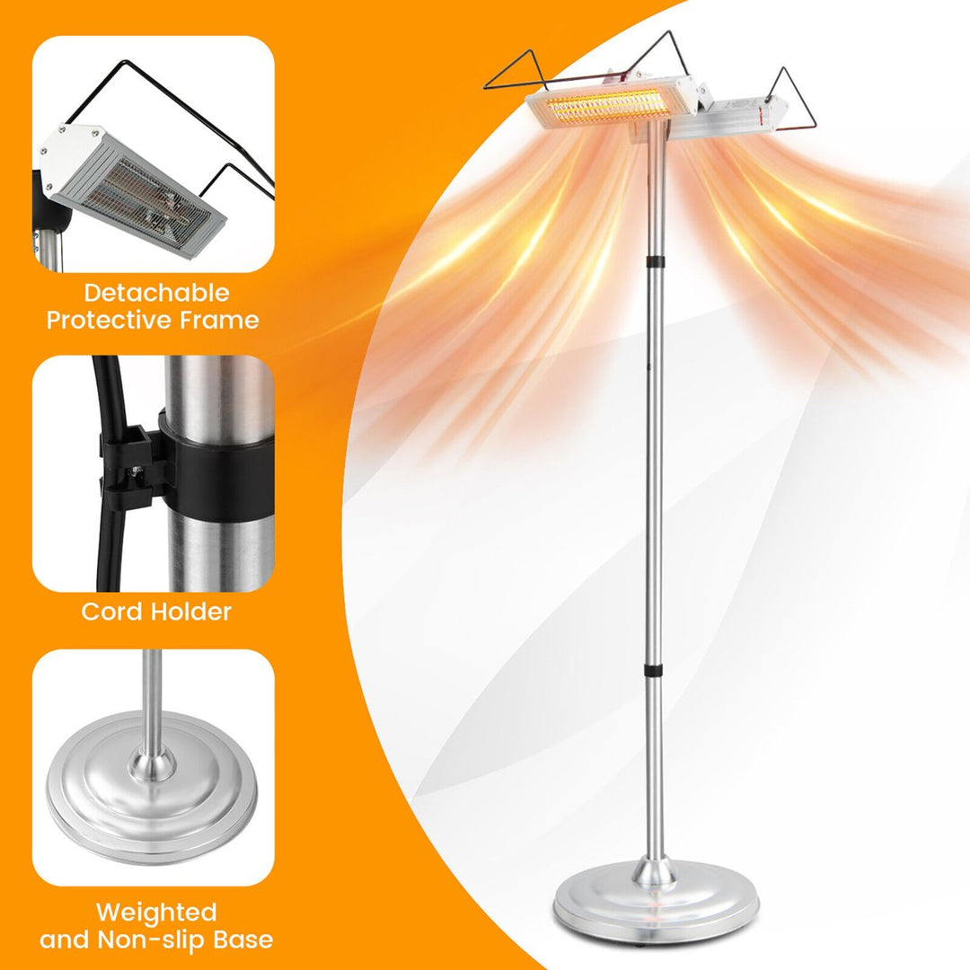 1500W Standing Electric Heater w/ Double-sided Heating Infrared Patio Heater Image 10