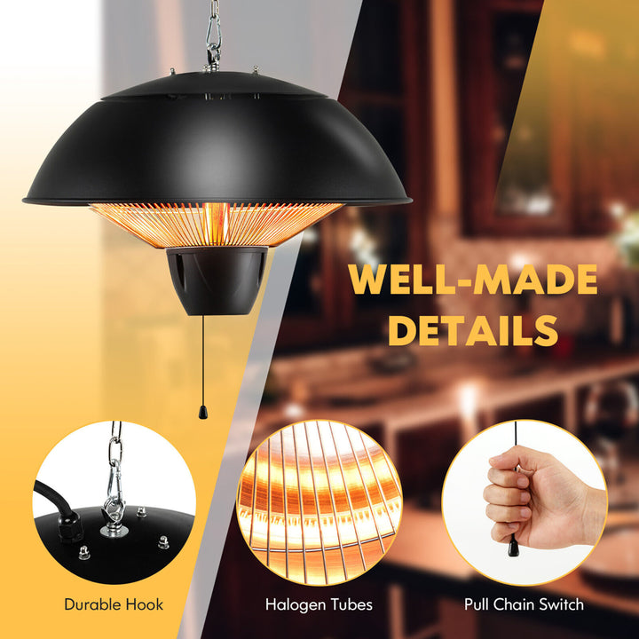 1500W Electric Outdoor Hanging Patio Heater w/ IPX4 Waterproof Image 9