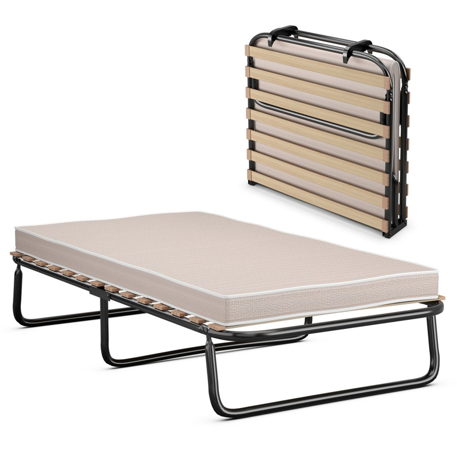 Portable Folding Guest Bed Cot with Memory Foam Mattress Twin Size Made in Italy Image 1