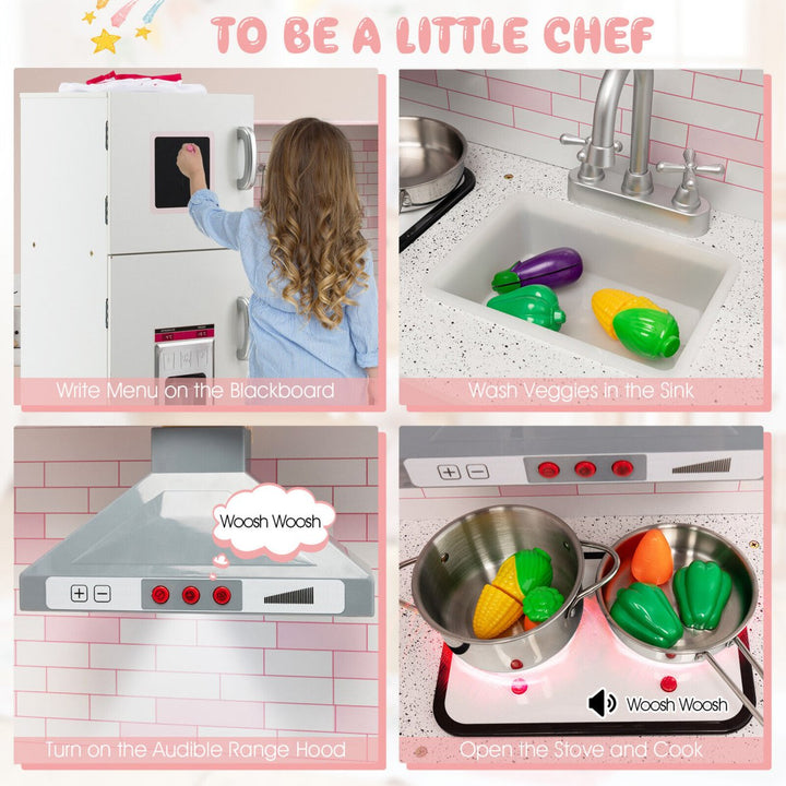 Kids Corner Kitchen Play Set w/ Lifelike Sound and Sparkling Light Gift for Age 3+ Image 5