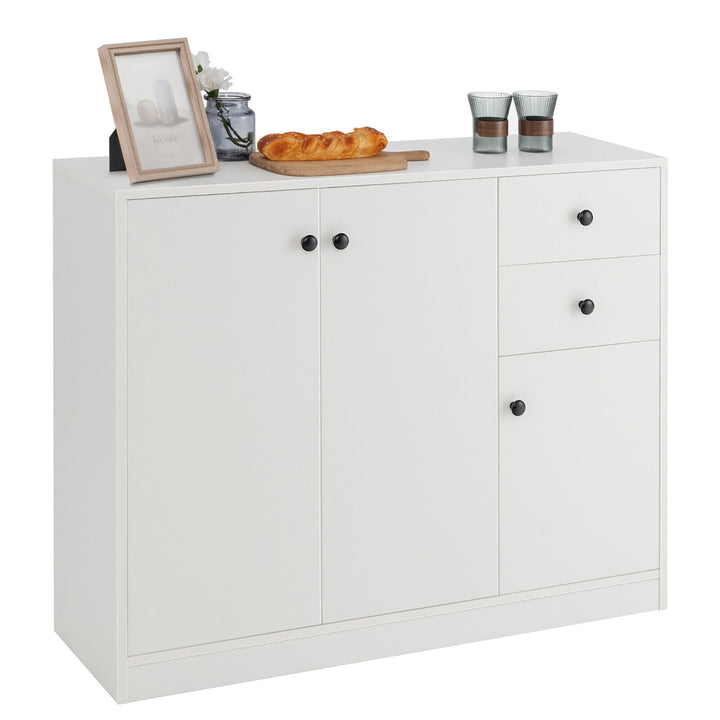 Buffet Cabinet Kitchen Buffet Sideboard w/ 3 Doors and 2 Drawers and Adjustable Shelf Image 10