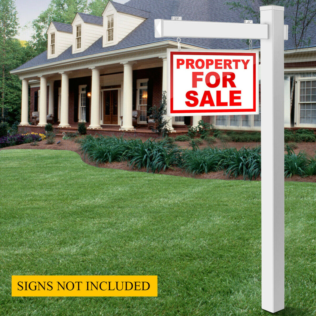 4 PCS 6 UPVC Real Estate Sign Post Open House Yard Home for Sale White W/Stake Image 3